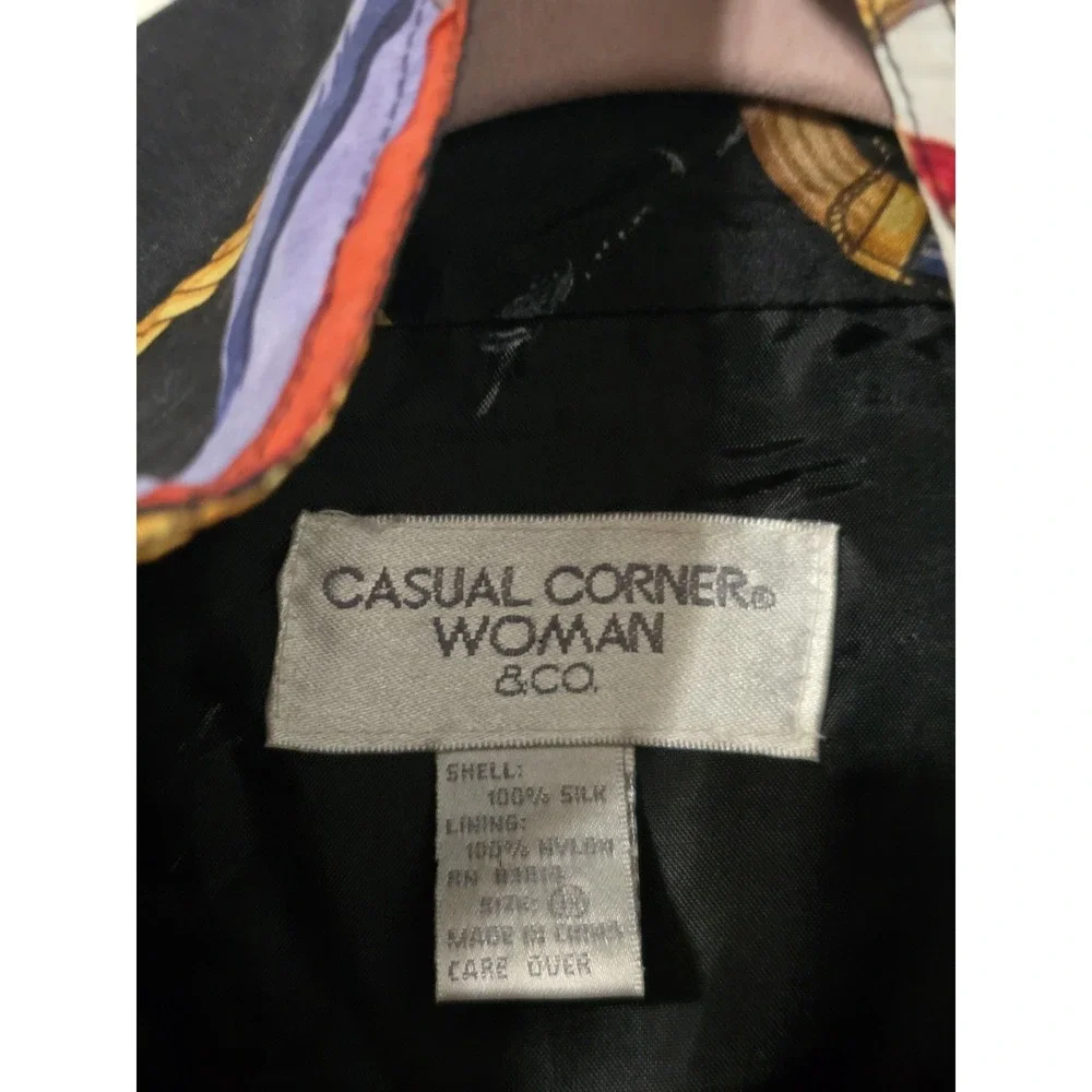 3XL Casual Corner vintage silk bomber jacket late 80s early 90s nautical